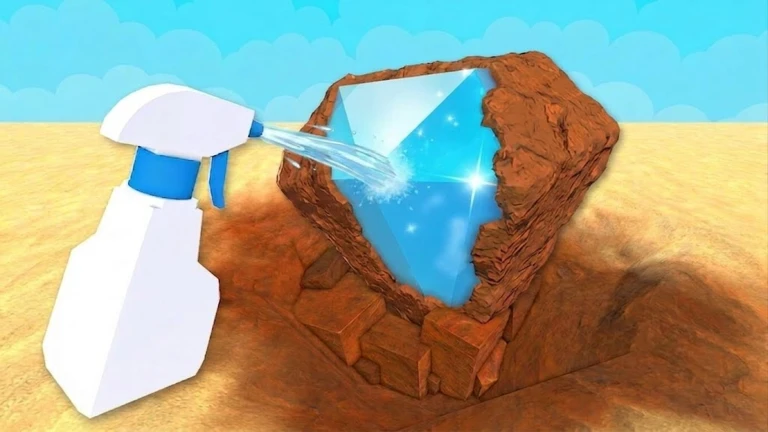 Dig Clean Roblox gameplay thumbnail showing the cleaning station and museum